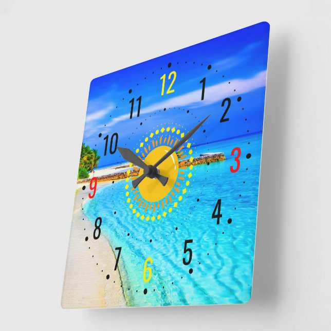 Summer & Coastal Style -  Photography Beach Square Wall Clock (Angle)
