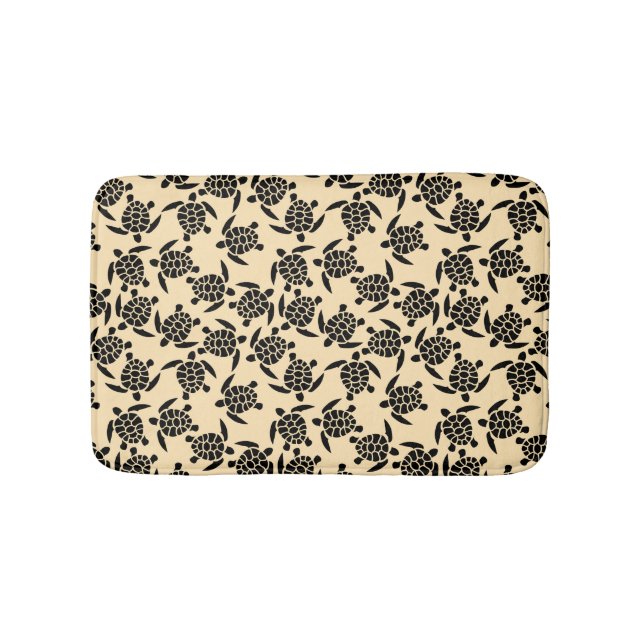 Summer coastal style repeating turtle pattern bath mat (Front)