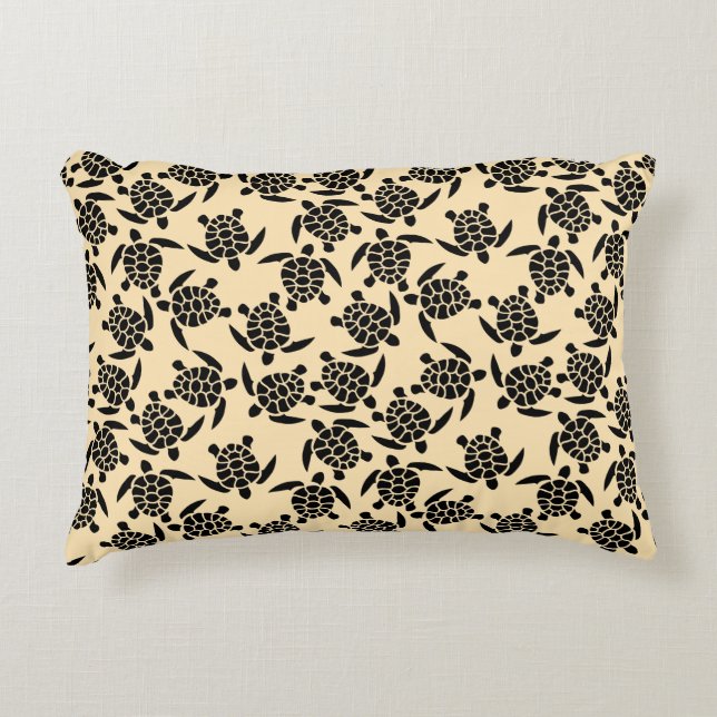 Summer coastal style repeating turtle pattern decorative cushion (Front)