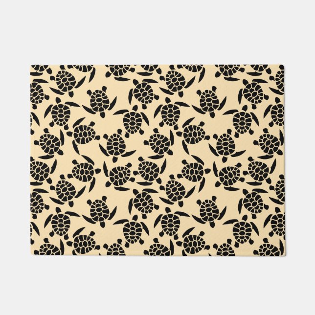 Summer coastal style repeating turtle pattern doormat (Front)