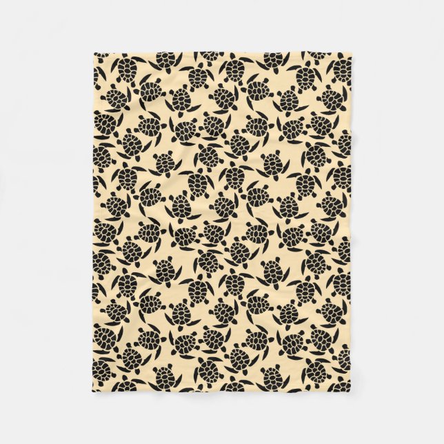 Summer coastal style repeating turtle pattern fleece blanket (Front)