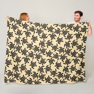 Summer coastal style repeating turtle pattern fleece blanket