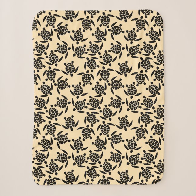 Summer coastal style repeating turtle pattern sherpa blanket (Front)