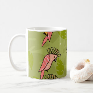 Summer Cockatoo Birds Monstera Greenery Coffee Mug