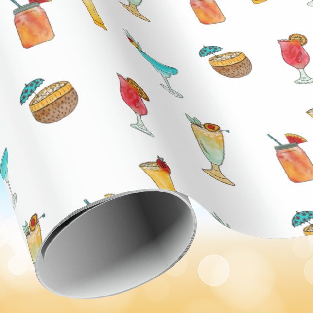 Summer Cocktail Drinks Patterned Wrapping Paper (Creator Uploaded)