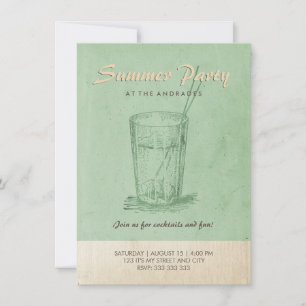 Summer Cocktail Party Adult Retro Style Mint Green Invitation