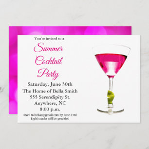 Summer Cocktail Party Pink Invitation