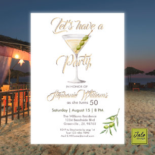 Summer Cocktail Women's 50th Birthday Party  Invitation