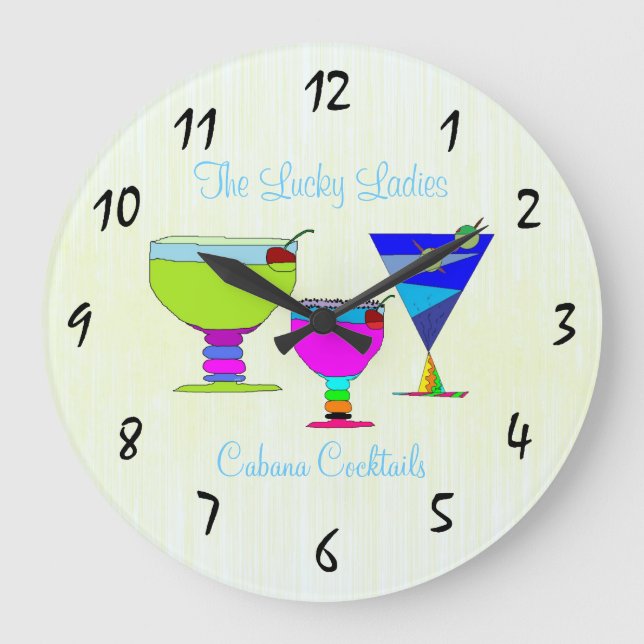 Summer Cocktails Artistic Custom Round Wall Clock (Front)