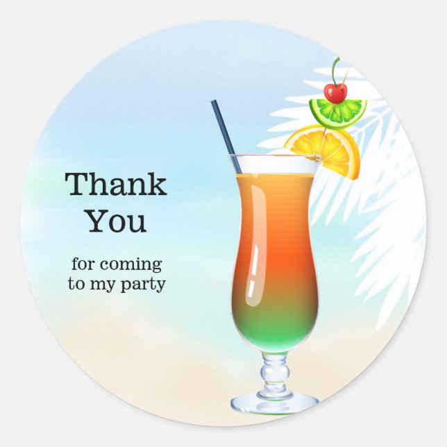 Summer Cocktails Classic Round Sticker (Front)