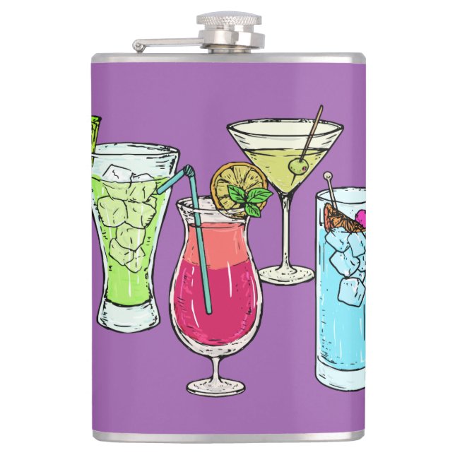 Summer Cocktails custom name flask (Front)