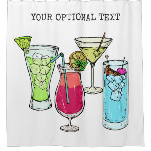 Summer Cocktails custom text shower curtain