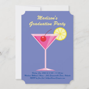 Summer Cocktails Graduation Party - Purple Invitation