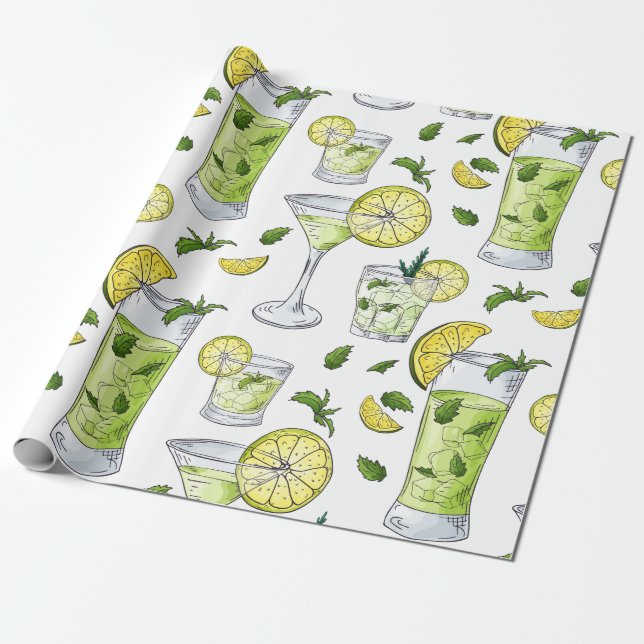 Summer Cocktails Wrapping Paper (Unrolled)