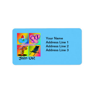 Summer Collage Party Invitation Address Labels