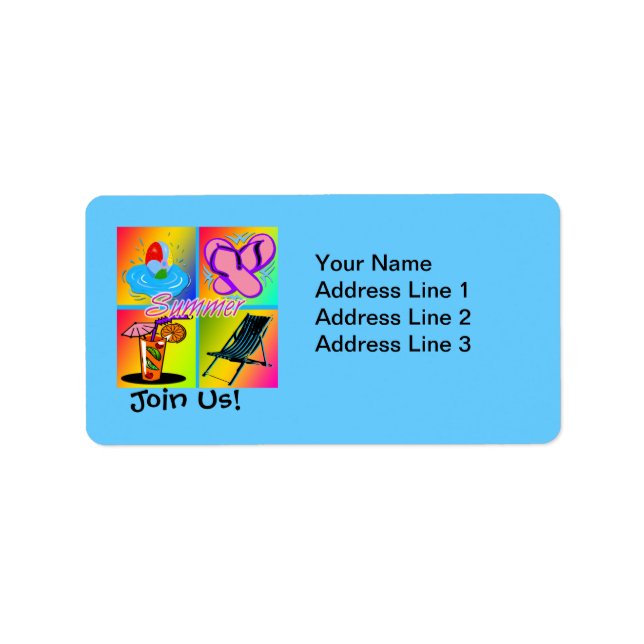 Summer Collage Party Invitation Address Labels (Front)