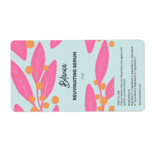 Summer Colored Leaf Serum Dropper Bottle Labels