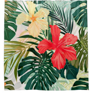 Summer colorful hawaiian seamless pattern with tro shower curtain