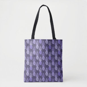 Summer colorful pineapple fruit blue pattern tote bag