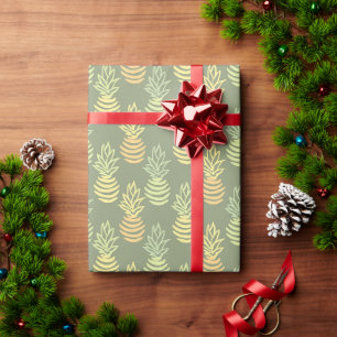 Summer colorful pineapple fruit green pattern wrapping paper