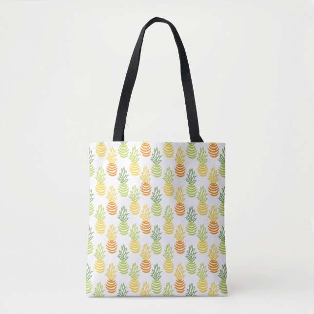 Summer colorful pineapple fruit multicolor pattern tote bag (Front)