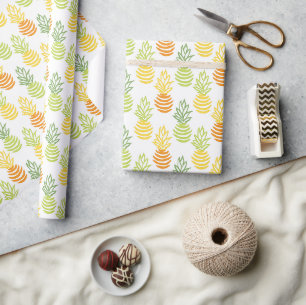 Summer colorful pineapple fruit multicolor pattern wrapping paper
