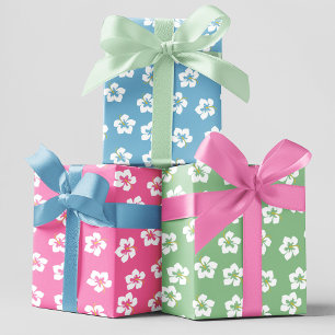Summer Colorful Tropical Floral Pattern Wrapping Paper Sheet