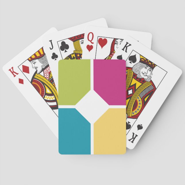 SUMMER COLORS Quadrants Optional MONOGRAM Playing Cards (Back)