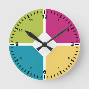 SUMMER COLORS Quadrants Optional MONOGRAM Round Clock