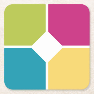 SUMMER COLORS Quadrants Optional Text Square Paper Coaster