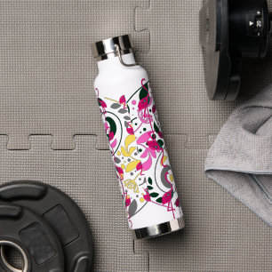 Summer Colourful Flamingo Circle Leaf  Water Bottle