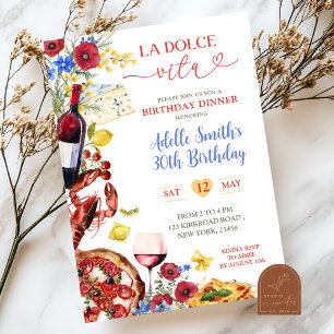 Summer Colourful Italian Birthday Dinner  Invitation