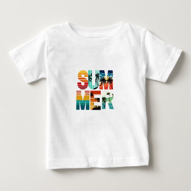 Summer Colourful Modern White baby tshirts  (Front)