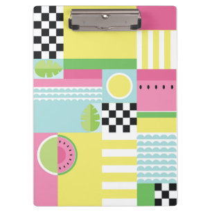 Summer colourful mosaic, watermelon kiwi fruit clipboard