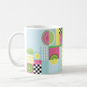 Summer colourful mosaic, watermelon kiwi fruit  coffee mug