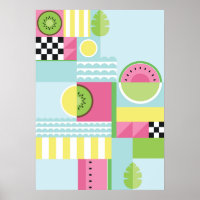 Summer colourful mosaic, watermelon kiwi fruit