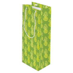 Summer colourful pineapple fruit green pattern wine gift bag