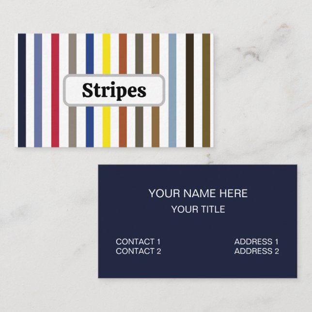 Summer Colourful Stripes  Business Card (Front/Back)