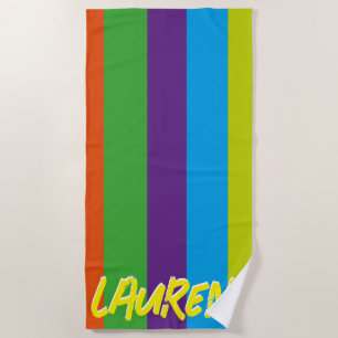 Summer Colourful Stripes Personalised Beach Towel