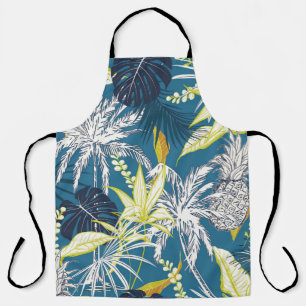 Summer colourful tropical forest leaves and fruits apron