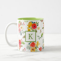 Summer Colourful Watercolor Floral Flowers Monogra