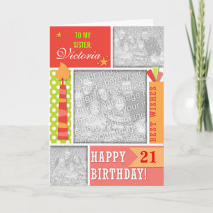 Summer Colours Birthday Personalised Photocard Card