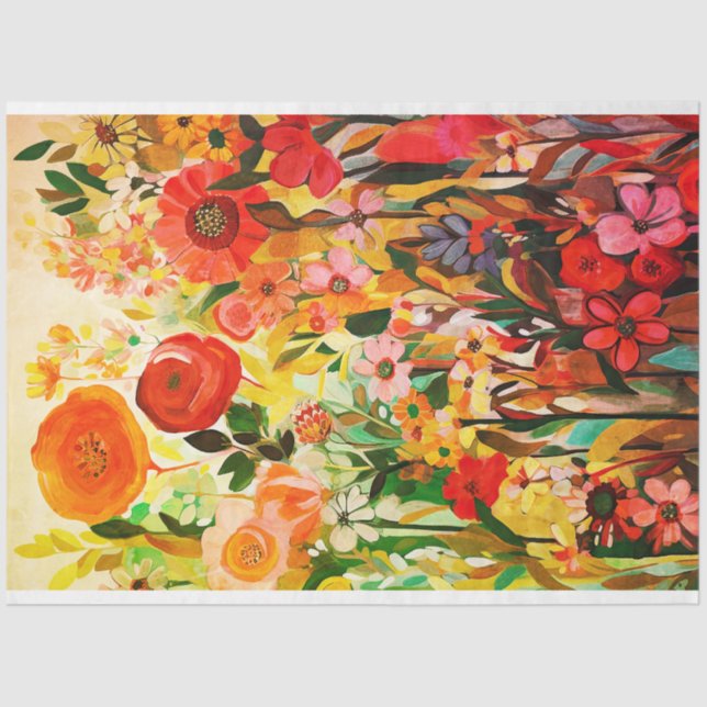 Summer Colours Flower Abstract Painting Decoupage Tissue Paper (Front)