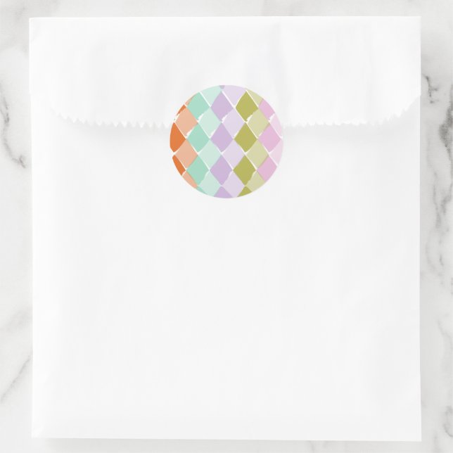  Summer colours pattern  diamond Classic Round Sticker (Bag)
