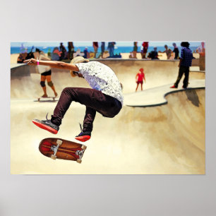 Summer Concrete Skate Board Park at the Beach Poster