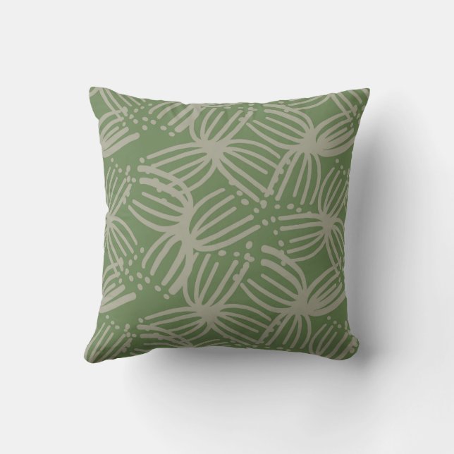 Summer Contemporary abstract bloom lime green dark Cushion (Back)