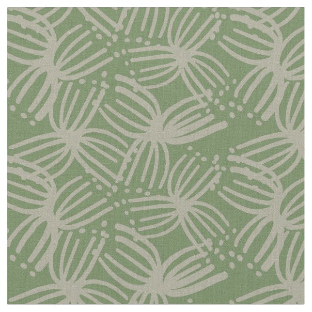 Summer Contemporary abstract bloom lime green dark Fabric (Close Up)