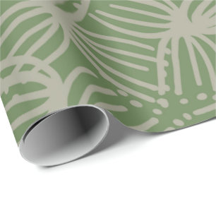 Summer Contemporary abstract bloom lime green dark Wrapping Paper