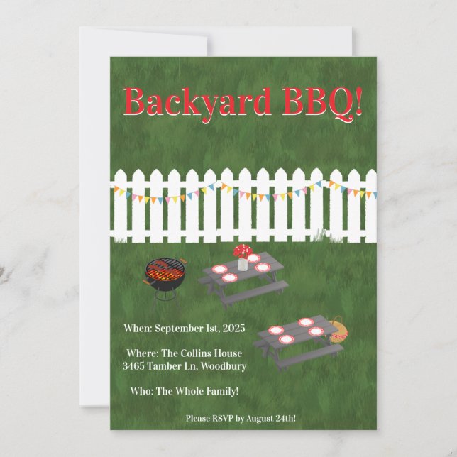Summer Cookout Backyard BBQ Party Invite (Front)