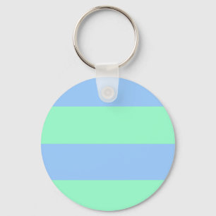 Summer Cool (Classic Blue and Green Stripes) Key Ring